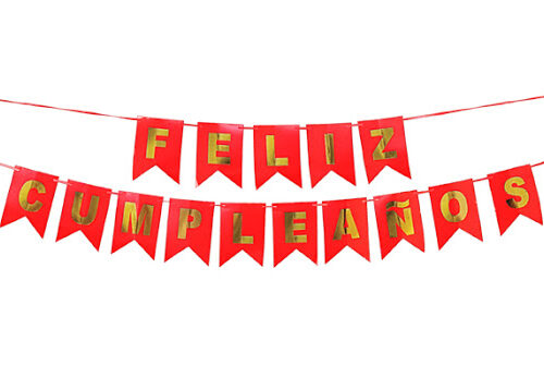 BANDERINES FELIZ CUMPLEAÑOS ROJO/DORADO