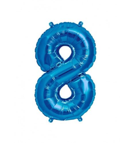 GLOBO NUMERO 8 AZUL 16CM