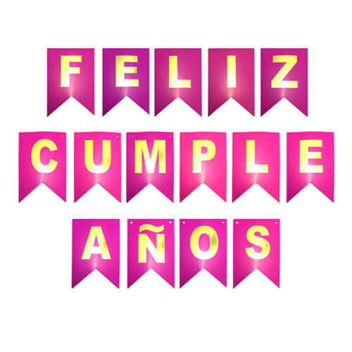 BANDERINES FELIZ CUMPLEAÑOS FUCSIA