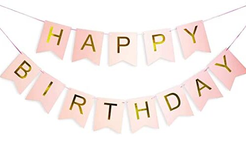BANDERINES FELIZ CUMPLEAÑOS ROSA