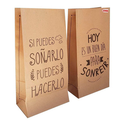 BOLSA COTILLON KRAFT CON FRASES X UNIDAD