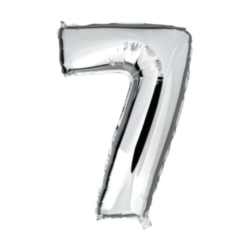 GLOBO NUMERO METALIZADO 7 PLATEADO