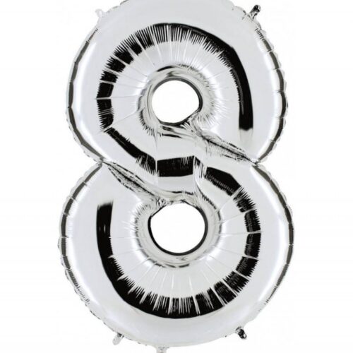 GLOBO NUMERO METALIZADO 8 PLATEADO