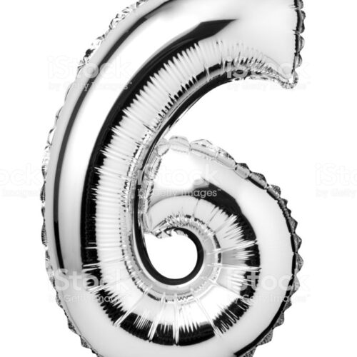 GLOBO NUMERO METALIZADO 6 PLATEADO