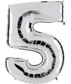 GLOBO NUMERO METALIZADO 5 PLATEADO