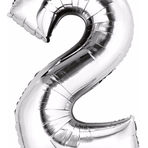 GLOBO NUMERO METALIZADO 2 PLATEADO