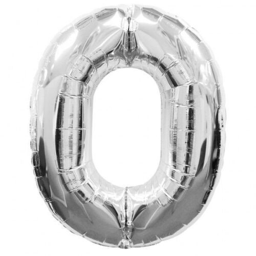 GLOBO NUMERO METALIZADO 0 PLATEADO
