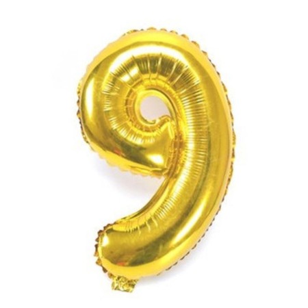 GLOBO NUMERO METALIZADO 9 DORADO