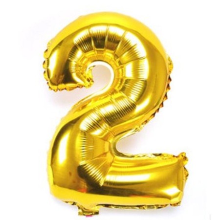 GLOBO NUMERO METALIZADO 2 DORADO