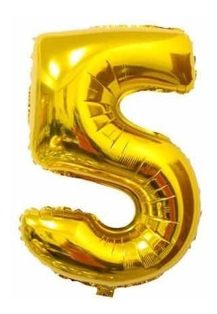 GLOBO NUMERO METALIZADO 5 DORADO