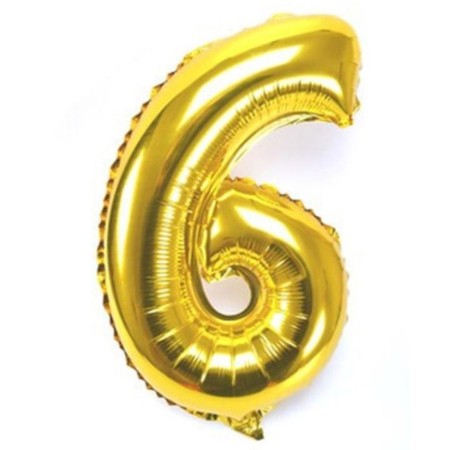 GLOBO NUMERO METALIZADO 6 DORADO
