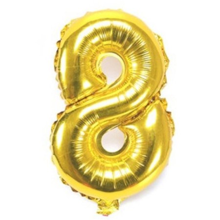 GLOBO NUMERO METALIZADO 8 DORADO