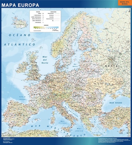 MAPA MURAL LAMINADO EUROPA FISICO
