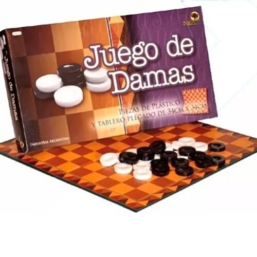 JUEGO DE DAMAS BISONTE  TABLERO 34X34 FICHAS PLA