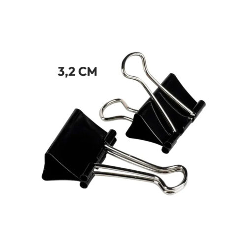 BROCHE DOBLE CLIP 32MM NEGRO X UNIDAD