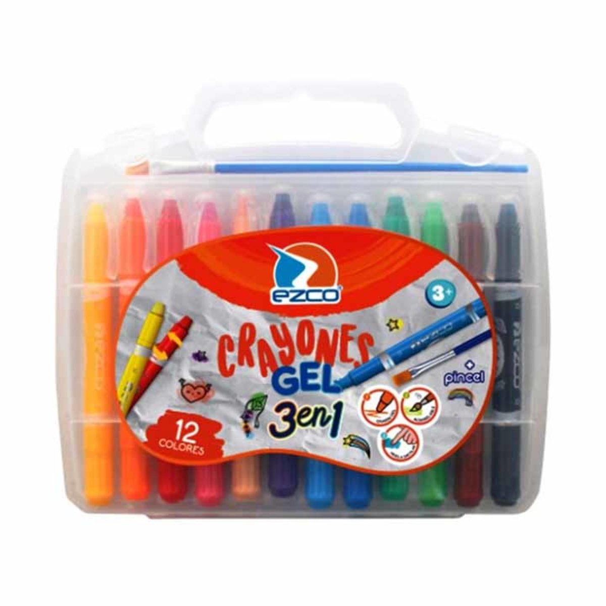 CERAS/CRAYON GEL EZCO X 12 + PINCEL **NUEVO**