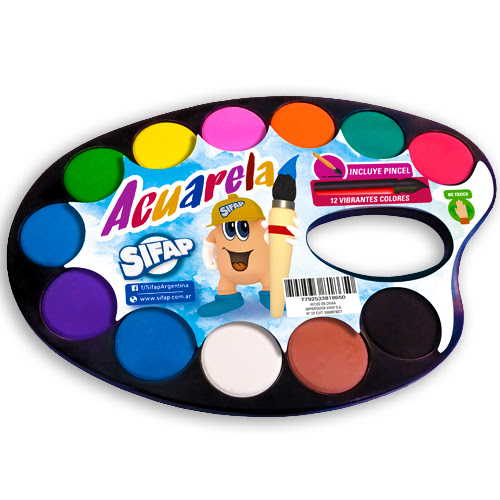 ACUARELA SIFAP X 12 COLORES + PALETA + PINCEL
