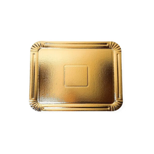 BANDEJA CARTON DORADO RECT 22X28CM X UNIDAD 1KG