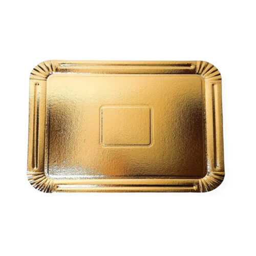 BANDEJA CARTON DORADO RECT 28X30CM (2KG)X UNIDAD