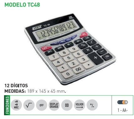 CALCULADORA TC 48 (19.3X15X4.2CM)