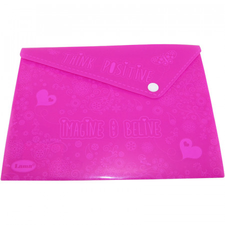 SOBRE PLASTICO CON BOTON A5 FTASIA FUCSIA LAMA