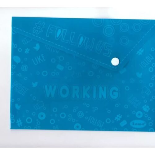 SOBRE PLASTICO CON BOTON A5 FTASIA TURQ. LAMA