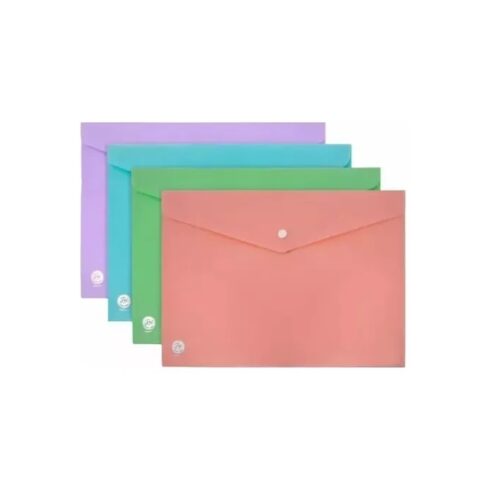 SOBRE PLASTICO CON BOTON A4 PASTEL LAMA