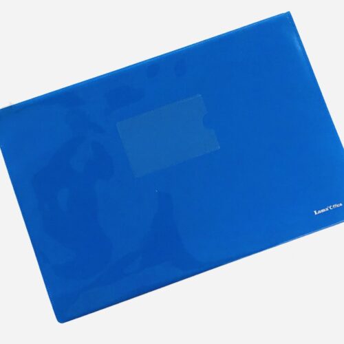 SOBRE PLASTICO  ZIP A4 OPACO AZUL LAMA**