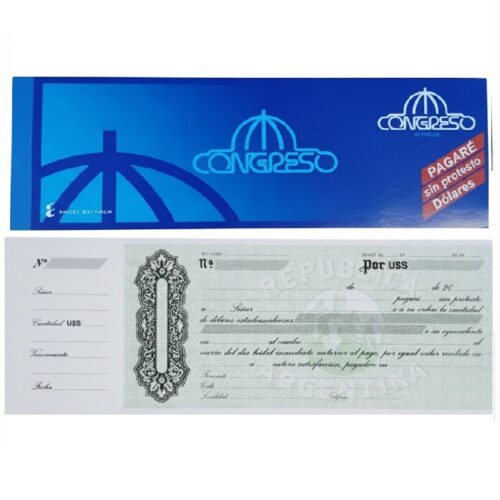 TALONARIO PAGARE EN DOLARES S/P CONGRESO