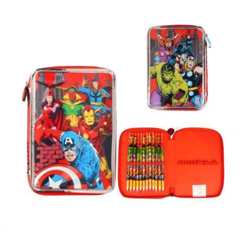 CARTUCHERA AVENGER 2 PISOS CON UTILES CRESKO