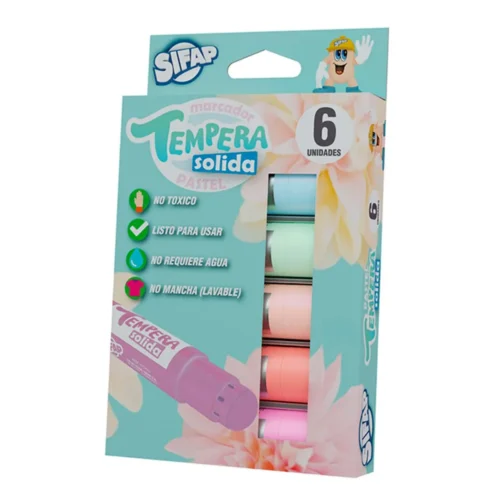 TEMPERA SOLIDA PASTEL X 6 COLORES