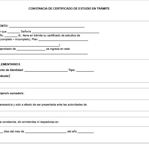 SOLICITUD DE CERTIF.ESTUDIO EN TRAMITE X50 866 A
