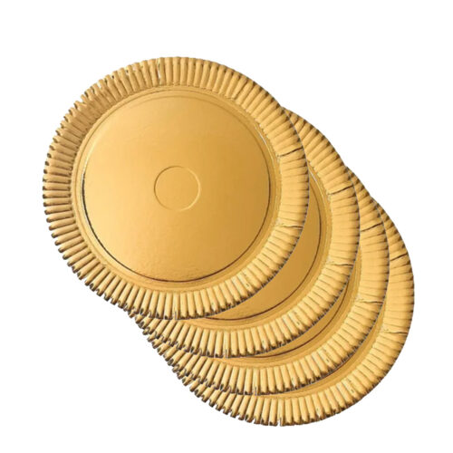 BANDEJA CARTON DORADA REDONDA 25CM X 50