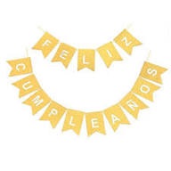 BANDERINES FELIZ CUMPLE DORADO/BLANCO